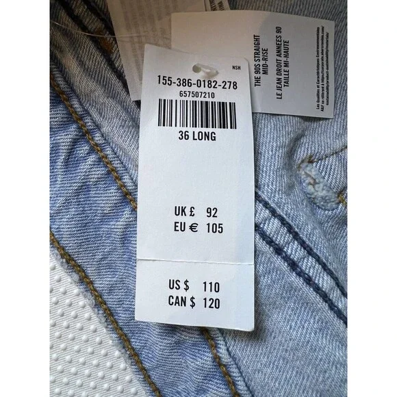 Abercrombie & Fitch Curve Love The 90s Straight Mid Rise Jeans Womens Sz 22 Long - Picture 5 of 8